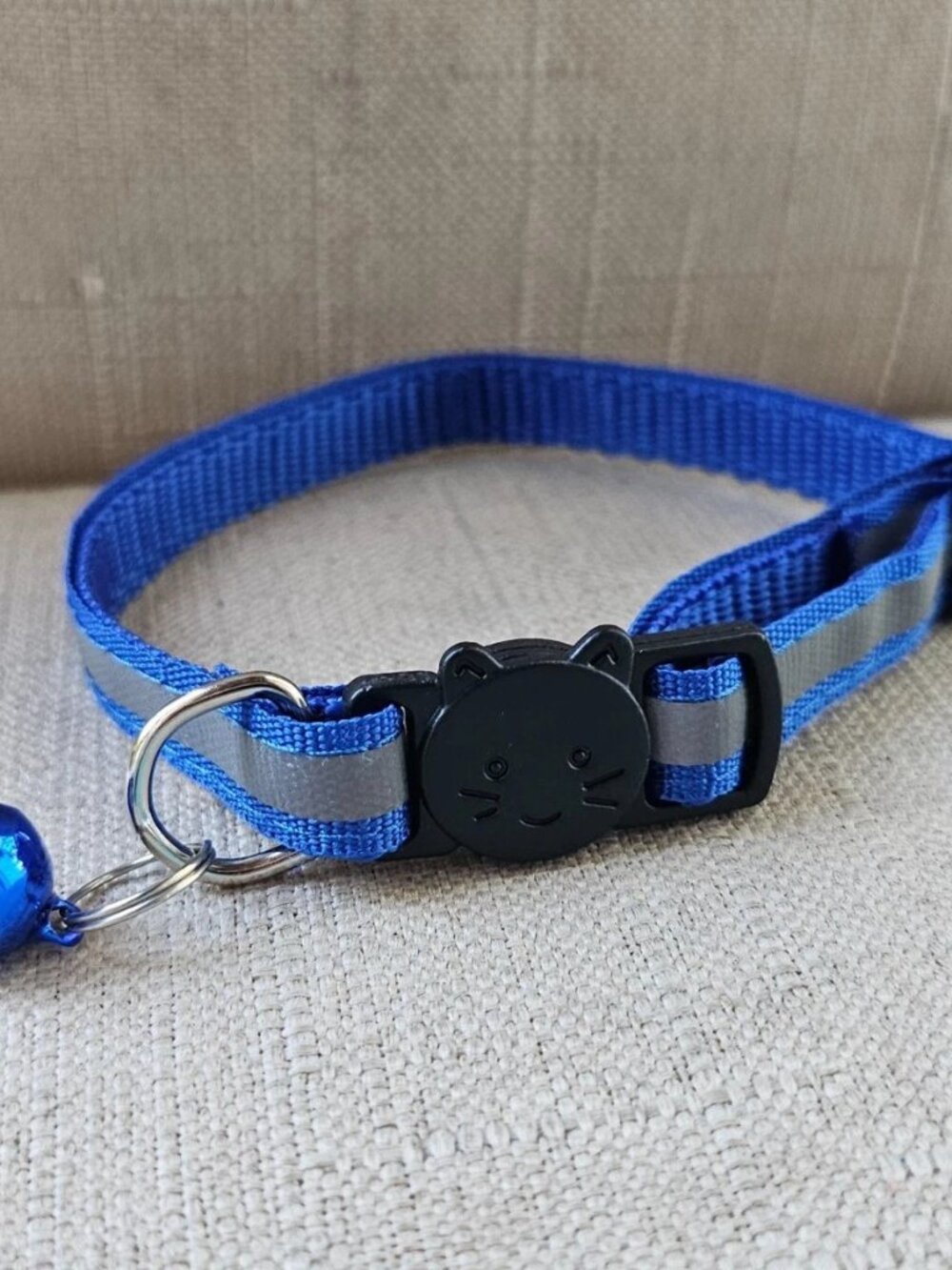 Cat Collar Blue Nylon Pet Collar With Bell W/ Reflective Neck Collar adjustable